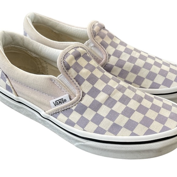 Vans kids light purple white checkered slip on sneakers shoes size 3 - Picture 9 of 10
